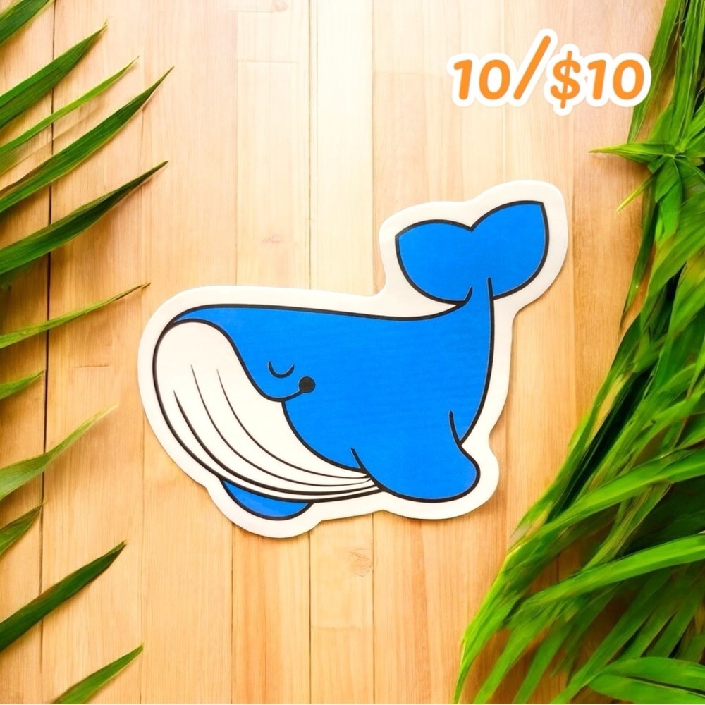 Happy Blue Whale Sticker – Approx. 2 3/4”